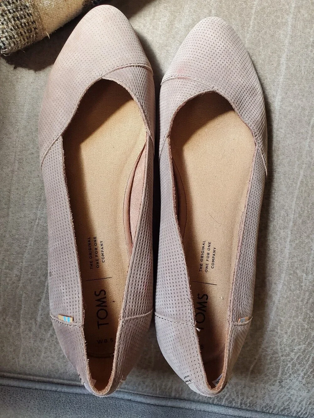 Toms Womens Julie Suede Flats Color: Taupe Grey Size 8.5